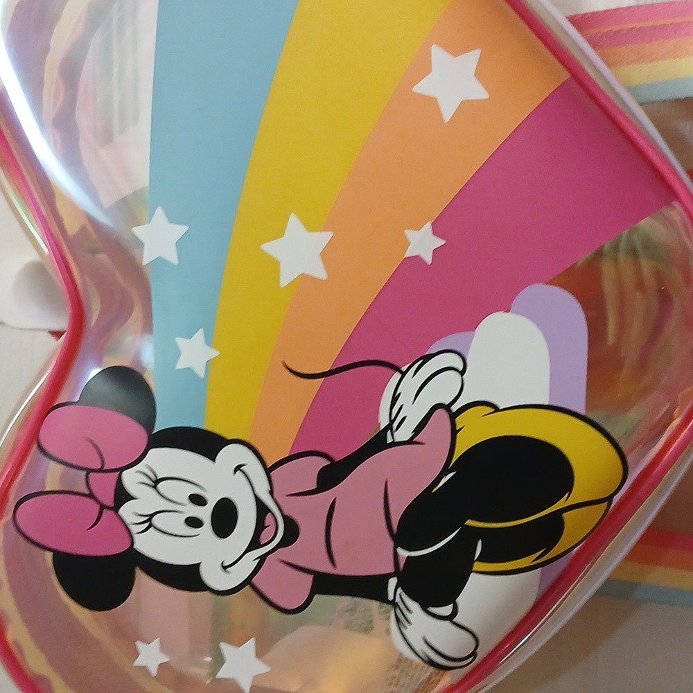 DISNEYMinnie Mouse Heart-Shaped Backpack Pink/lt Blue/yellow/Orange GUC - Picture 2 of 5